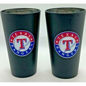 Texas Rangers 16 oz MLB Glass Baseball  Black Frosted Tumbler Drinking Logo 2